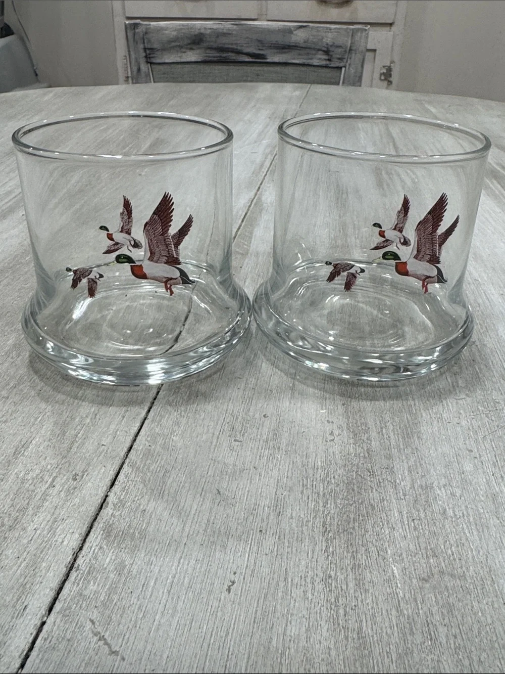 Vintage Avon Chesapeake Flying Mallard 8 oz Whiskey Glasses (2)